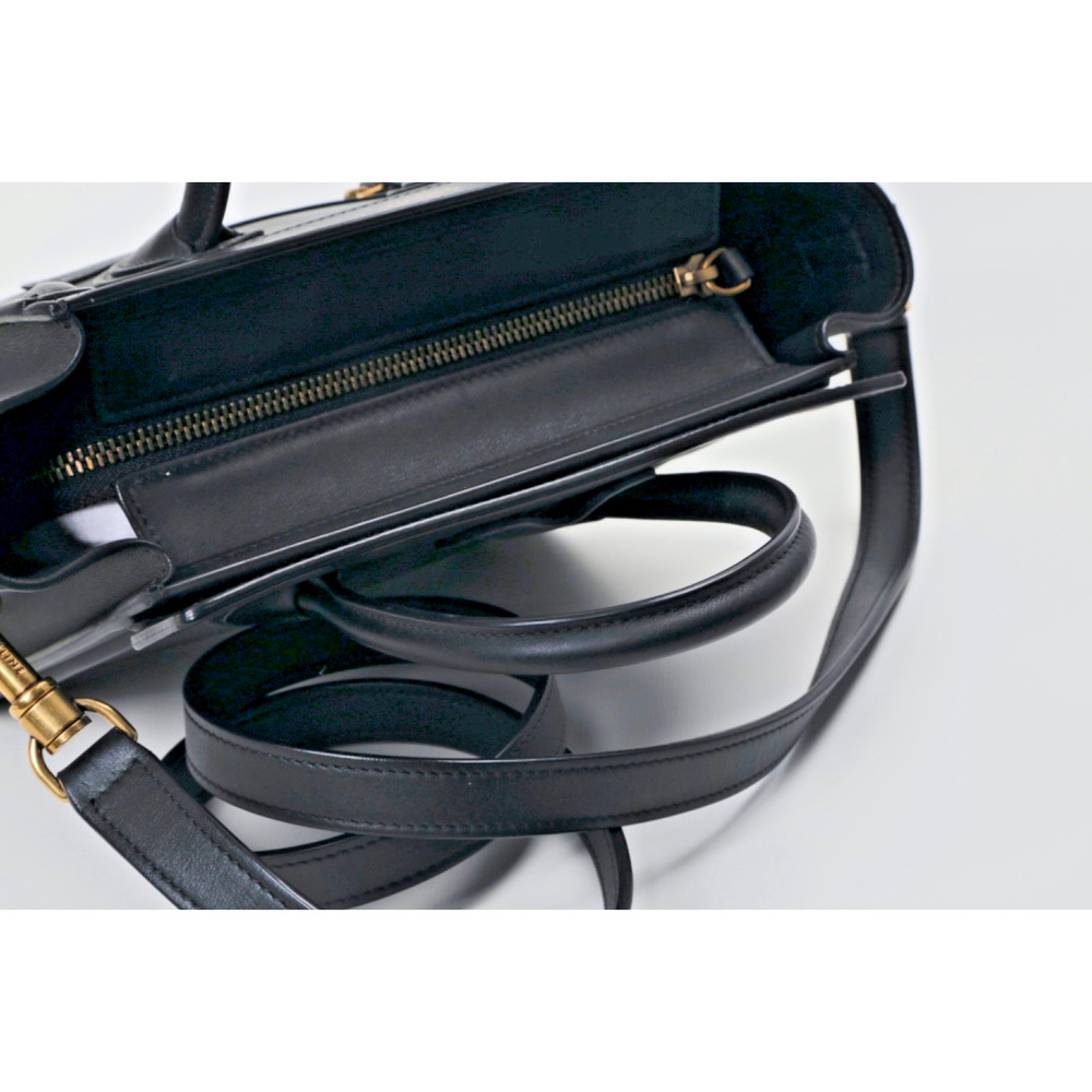 Celine Bag Nano Luggage Smooth Black Leather Crossbody Handbag Tote Authentic - Picture 4 of 16